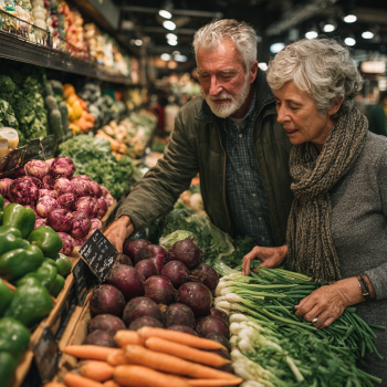 Happy senior couple cooking together